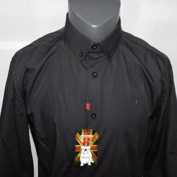 Majesty Mens L 16-16.5 Black Button Down Shirt - Picture 3 of 11